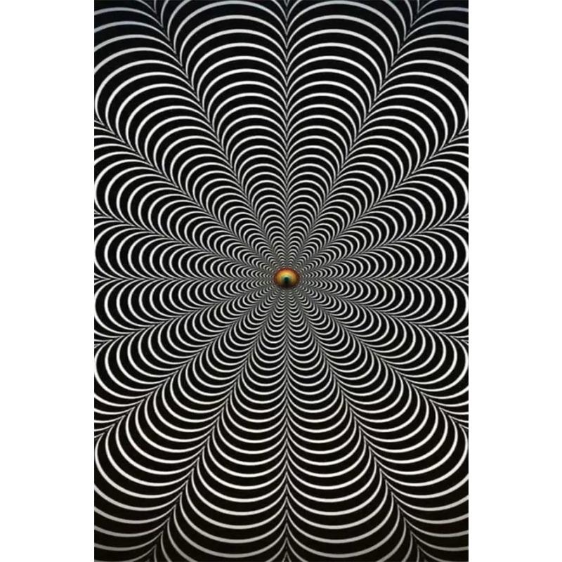 Stampe Poster con Illusioni Ottiche Astratte Per Soggiorno Decorazioni per la Casa Bianco e Nero Trippy Psichedelico Pittura su Tela Arte da Parete