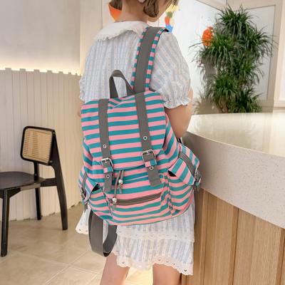 Sac d'école coréen niche populaire pour femmes sens avancé fonctionnel style rétro rayé sac à dos grande capacité sac à dos décontracté sac d'école