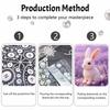 Pearl painting kit features a cute rabbit in a lavender field with 5D pearls and a mosaic art style. home wall decoration.