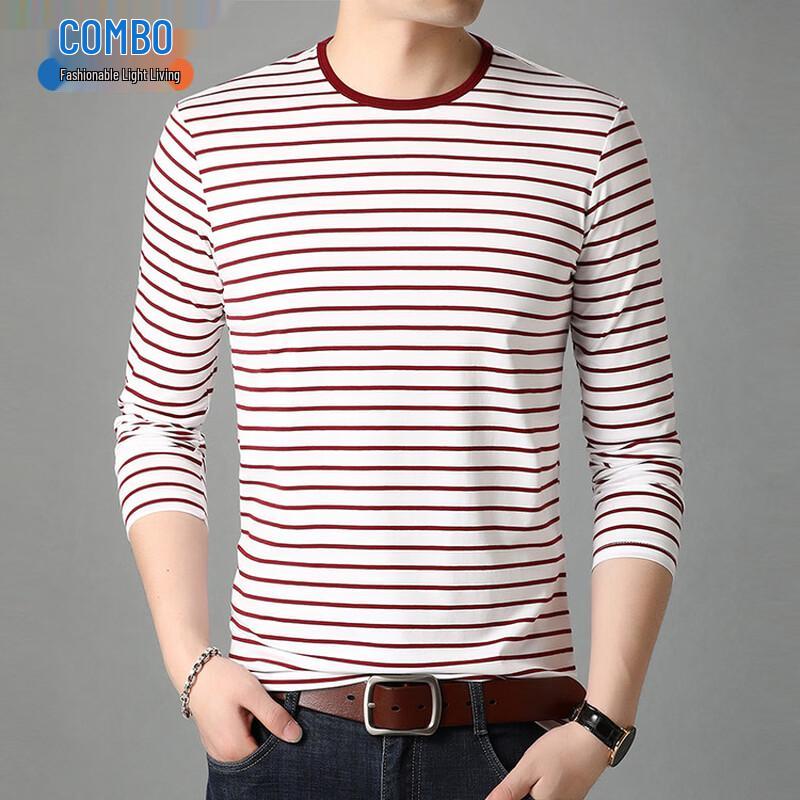 Kangbo Men s Striped Cotton Blend Short Sleeve Crewneck Top XL