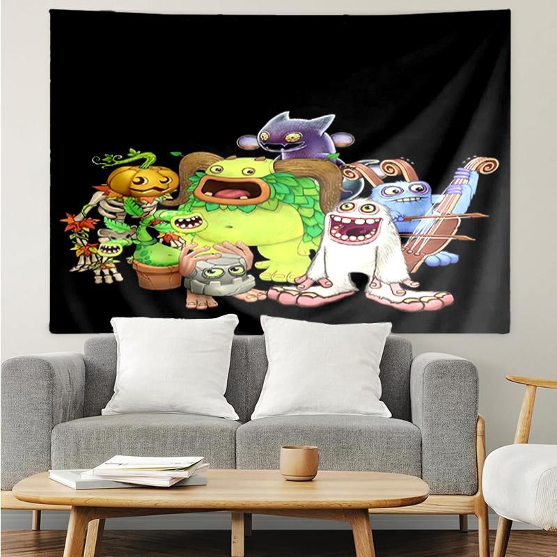 My-Singing-Monsters-Spielplatz Druck Wandteppich, Hintergrund, Einfache Montage, Ideal für Schlafzimmer, Büro & Wohnzimmer, mit Ästhetischer Wanddekoration.