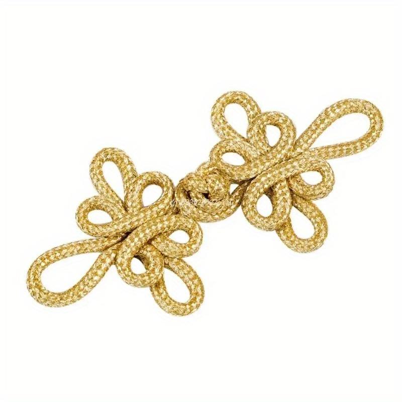 5PCS Gold Wire Chinese Cheongsam Button Dragonfly Knot Fastener Closures