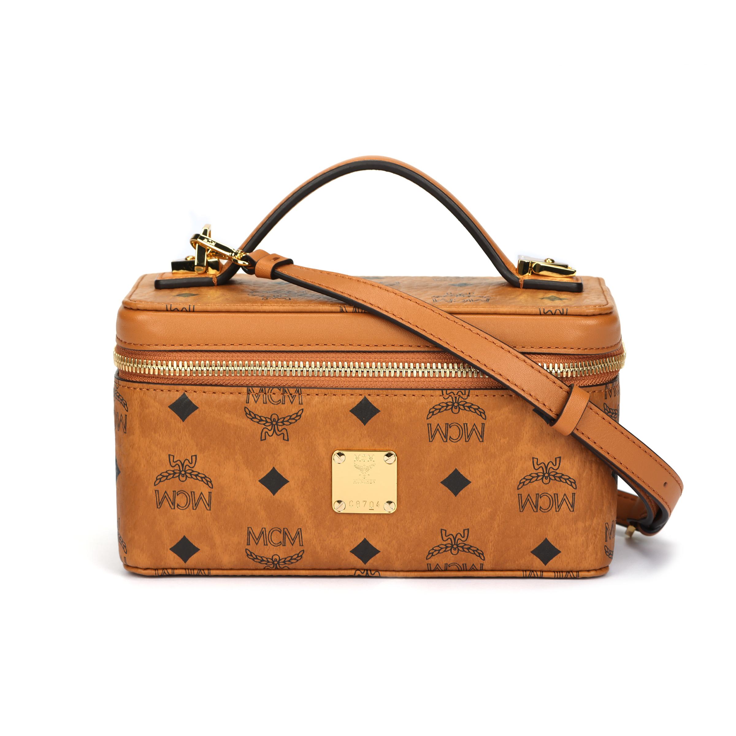 

New MCM Leather Makeup Bag, Shoulder Bag, Crossbody Bag, Handbag Women s Brown MWRAAVI01CO001 20.1*9.9*10.9CM