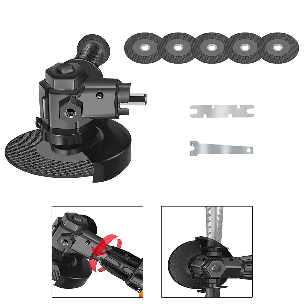 1pc Handheld Electric Drill To Angle Grinder Conversion Head Adapters With 5pc Saw Blades For Household Woodworking Tools