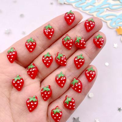 60 Piezas Resina Brillante Coloridos Mini Cristales 3D Rojo Fresa Dorso Plano Pedrería Arte de Uñas Álbumes de Recortes Decoración de Joyería Suministros para Manualidades DIY