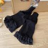 1 Pair Winter Calf Covers Lace Trim Knitted Anti-slip Solid Color Elastic Lolita Style JK Cosplay Performance Daily Wear Sports