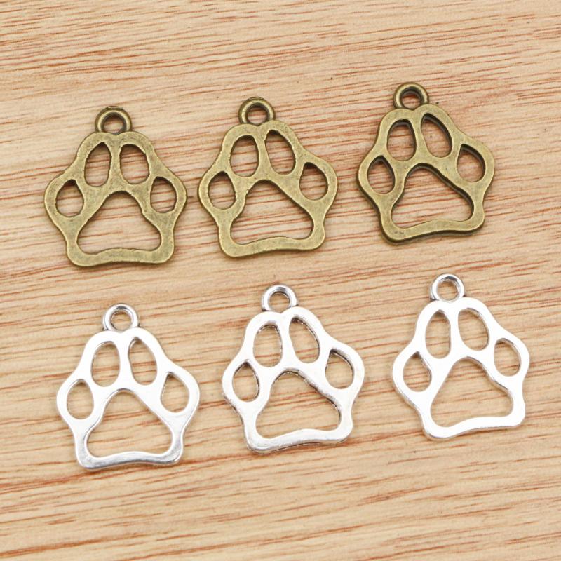 20pcs Cat Dog Footprint Cute Charms Pendant 19x17mm Alloy Metal DIY Jewelry Making Accessories Findings for Necklace Earrings