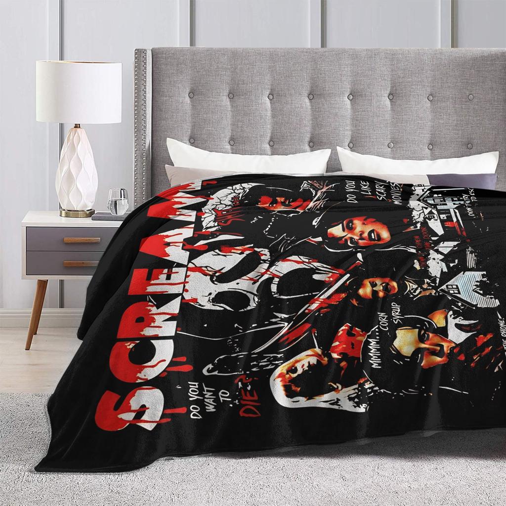 Scream Movie Horror Warm Blanket  Children Plush Throw Blanket Novelty Outdoor Flannel Bedspread Sofa Bed Cover