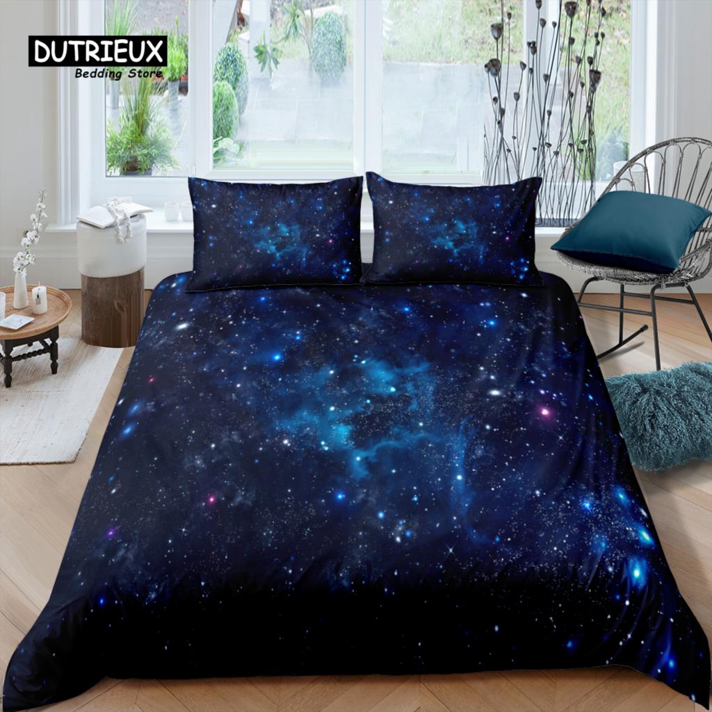 Home Living Luxury 3D Night Sky Bedding Set Galaxy Duvet Cover Pillowcase Queen and King EU/US/AU/UK Size Comforter Bedding