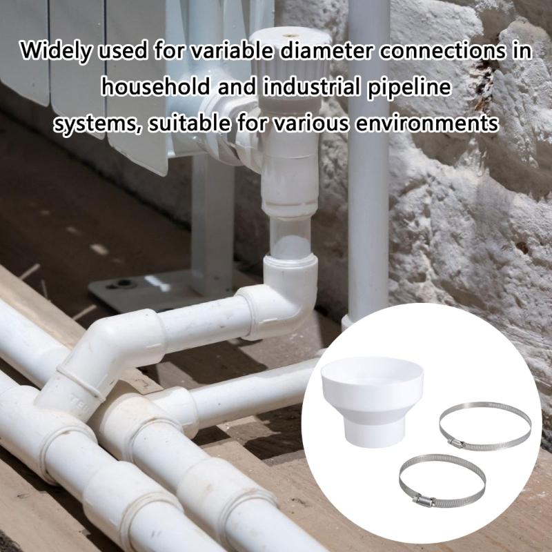 Sturdy Exhaust Hose Reducer 150 mm to 100 mm Includes 2 Metal Clamps Convenient for Multipurpose Pipe Fittings