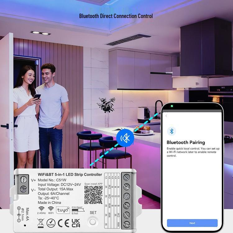 Graffiti C51W WiFi+Bluetooth 5-in-1 Controller (Monochrome/CCT/RGB/RGBW/RGBCW Compatible)