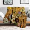 New Flowers Gustav Klimt Throw Blanket Foldable Soft Warm Blanket for Outdoor Use