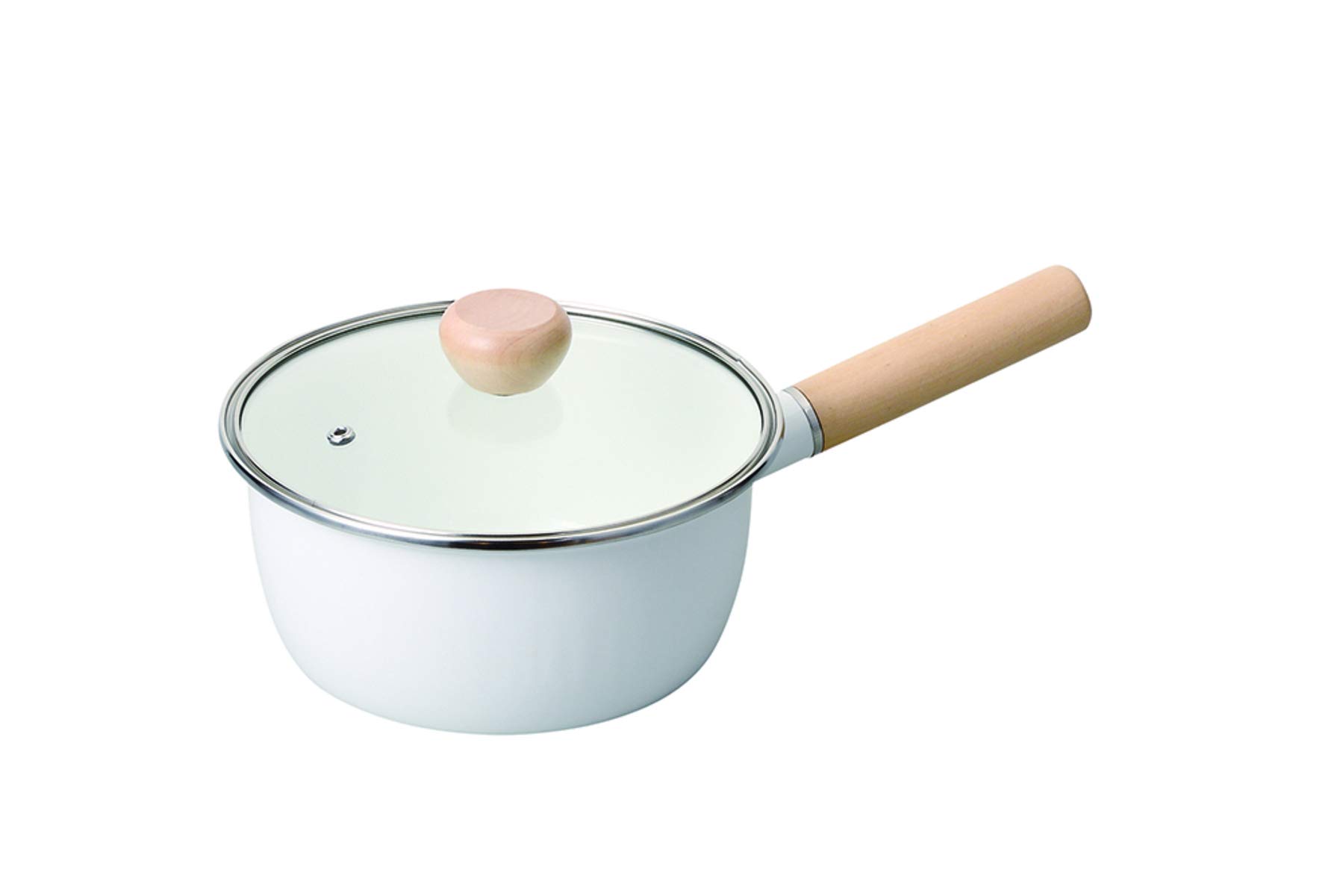 

Pearl Metal Crevia Enamel Saucepan with Glass Lid, 18cm, White