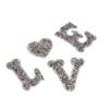 LOVE Heart Rhinestone Patch Appliques Iron On Bags Clothes Decorative