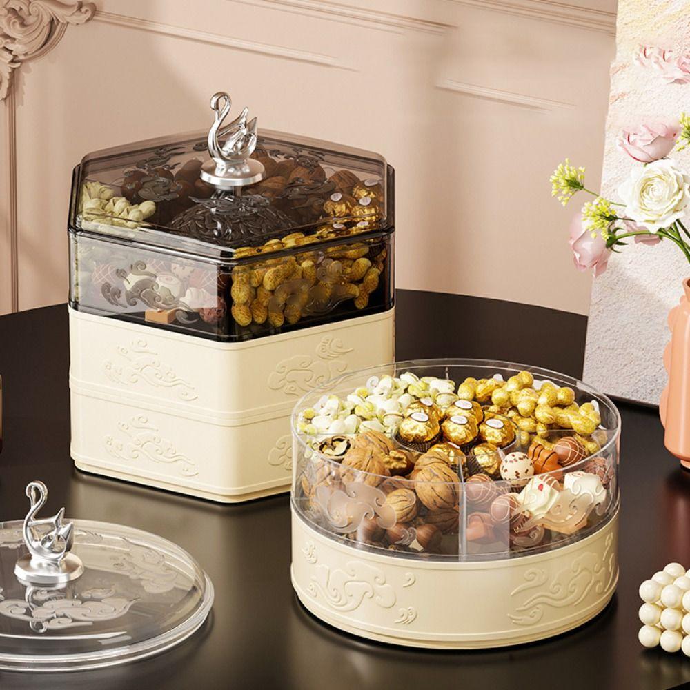 

с крышкой Поднос для сухофруктов Решетка для хранения конфет Прочная емкость для хранения фруктов White Hexagonal-2 Layer