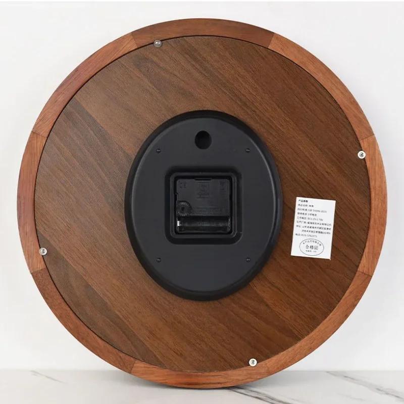 Solid Wood Wall Clock Modern Living Room Large Clock Aesthetic Watch Silent Creative Home Decoration Accessories Interior