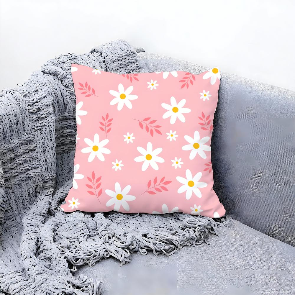 Sweet Light Pink Petals Pattern Cushion Cover Premium Comfort Reversible Pillow Cov in One Design for Any Room Car Interior