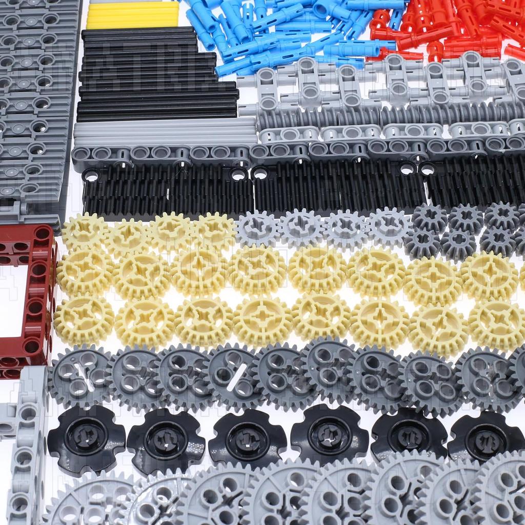 AIMATRIX 852Pcs Technic Gears and Axles Are Compatible with Mainstream Building Block Brand Technic Sets, Car Trucks - Geared Tires - Pins - Shock