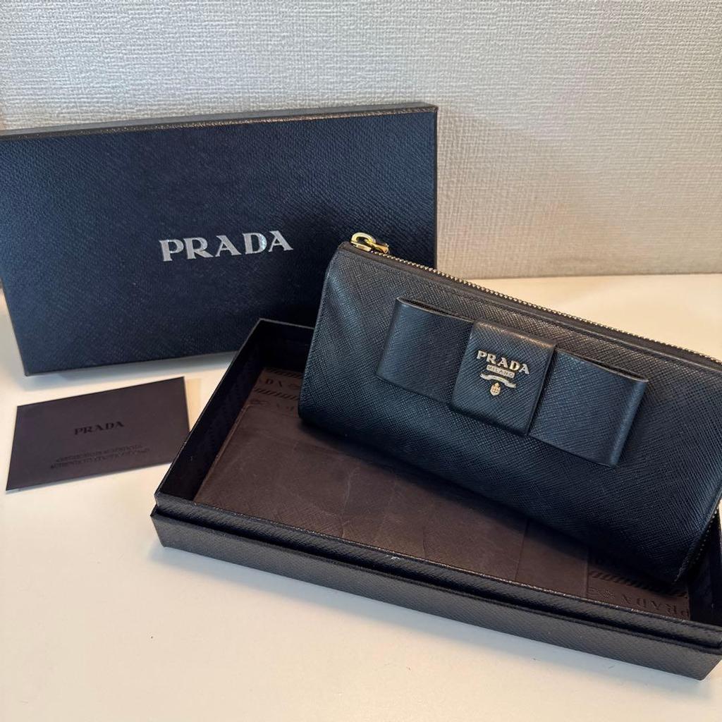 Used PRADA SAFFIANO FIOCCO NERO Long Wallet - Price Reduced