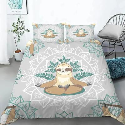 Set Copripiumino Bradipo Taglia Singola Copripiumino Bradipo Cartone Animato Set Biancheria da Letto per Ragazzi Ragazze Ragazzi Simpatico Animale Poliestere Copripiumino