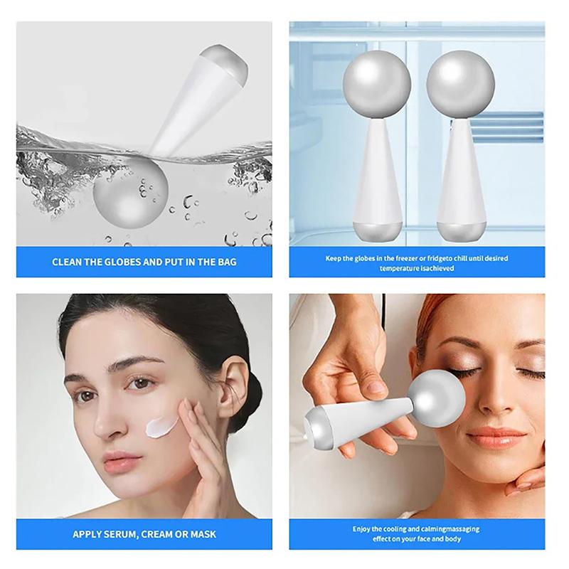 Ice Globes For Facial 360 Rotating Stainless Steel Ice Roller For Face Eyes Beauty Spa Cooling Globe Massage Ball Skincare Tools