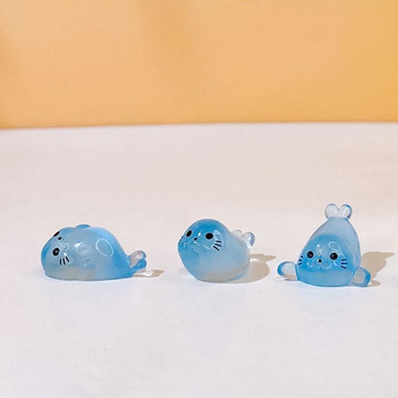 

10 шт. светящаяся миниатюрная статуэтка морского животного, украшение своими руками, красочная светящаяся мини-фигурка тюленя, украшение для микропейзажа as the picture