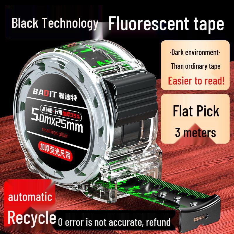 Self-Locking Fluorescent Steel Tape Measure: High Precision, Wear-Resistant, Extra Thick Ruler for Household and Height Measurement