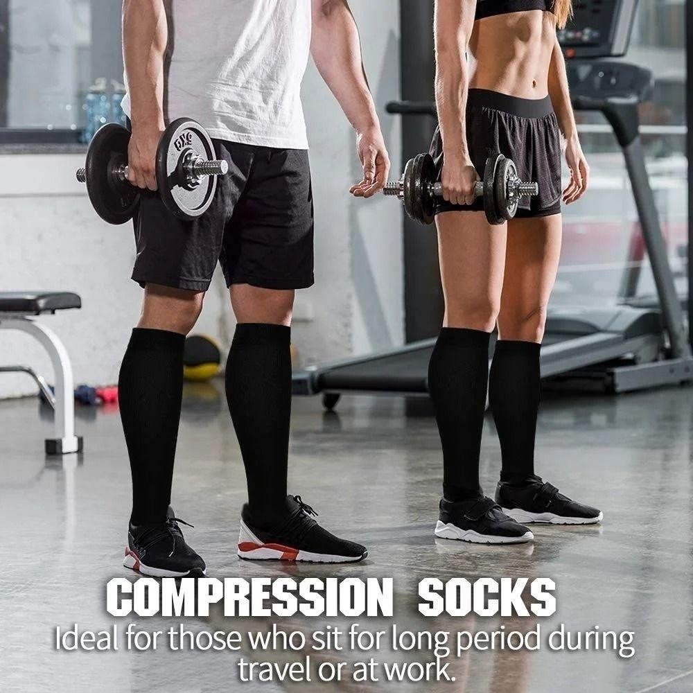 Stretchy Compression Socks Solid Color Leg Support Knee Sock Fashion Pain Relief  Women Men