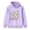 Cute Cartoon Cat Print Kids Hooded Sweatshirt, Unisex Boys Girls Long Sleeve Casual Pullover Top, Soft Cozy Warm Loose Fit Children Daily Wear for
