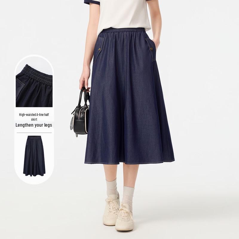 FivePlus Women s A-Line Pleated Denim Skirt S