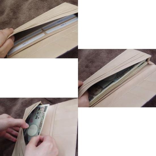 Mode Cordovan Butt x echtes weiß gegerbtes Leder lange Brieftasche Münzbörse [Saint CORDOVAN] (Pferdeleder) (kein Typ) (schwarz)