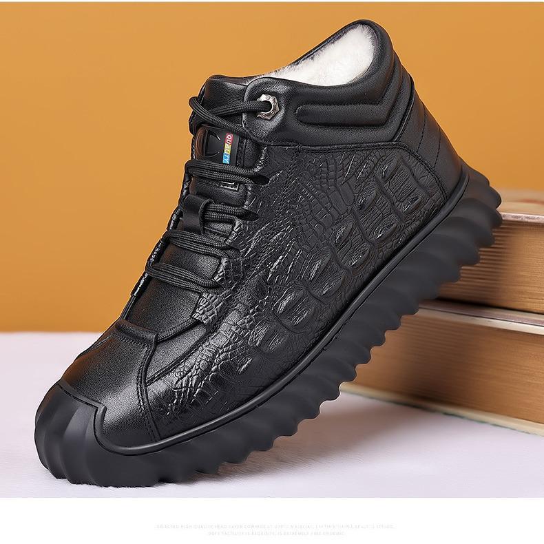 

2025 Men s High-Top Winter Shoes - Warm, Non-Slip, Plus Velvet, Thickened Casual Snow Boots Size 41 чёрный