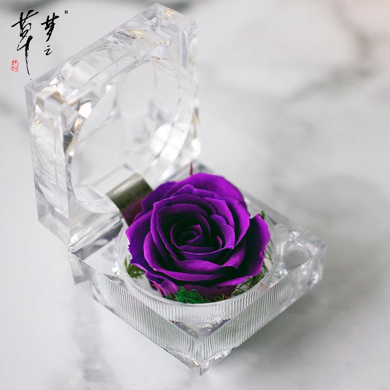 Preserved Crystal Rose Acrylic Flower Gift Box for Valentine's Day Confession