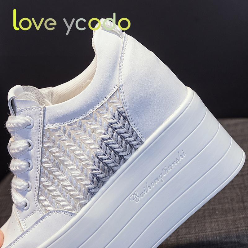 love ycodo Women's Summer Fashion Casual Super Thick Sole Comfortable Breathable Mesh Cloth Girls Casual Shoes