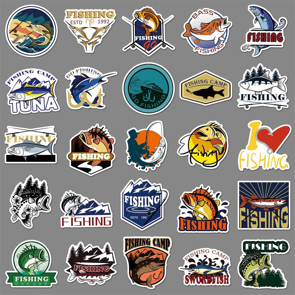50pcs Waterproof Fishing Stickers - Non-infringing Original Graffiti for Outdoor Decoration, Fishing Boxes, Suitcases, and Stationery