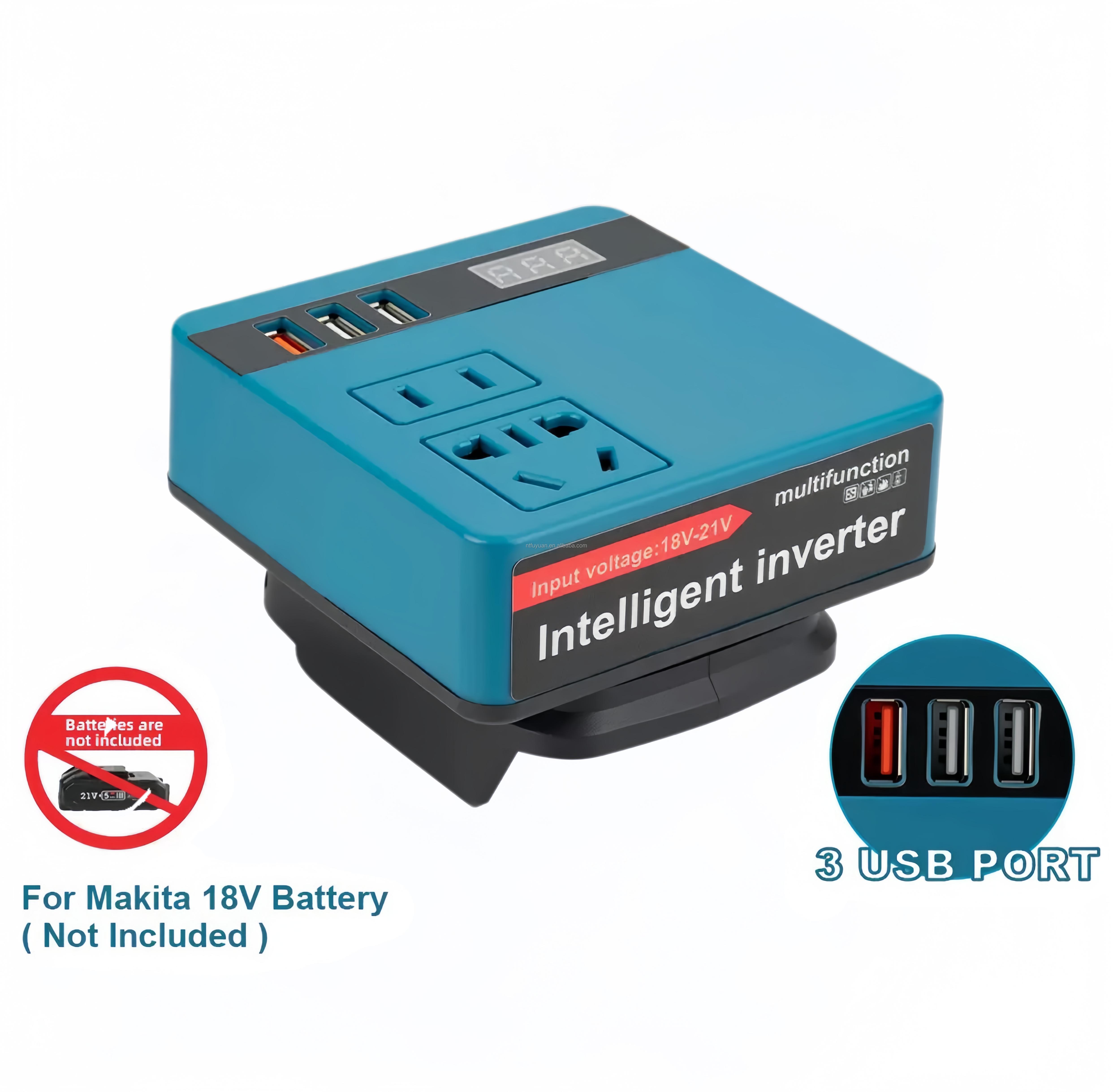 Portable Power Supply DC-AC Inverter Lithium Battery Plastic 3-Year Warranty for Outdoor Work синий