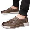 One-pedal hollow men's shoes summer casual British shoes trend versatile breathable men's hole shoes leather sandals