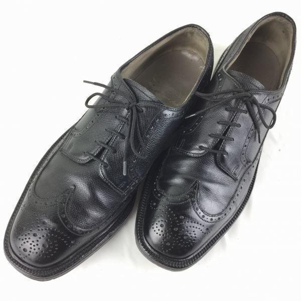 80s-90s Vintage CORDWAINER Wingtip Business Shoes Black Size 9.5C 26.5-27.0 Men's(USED)