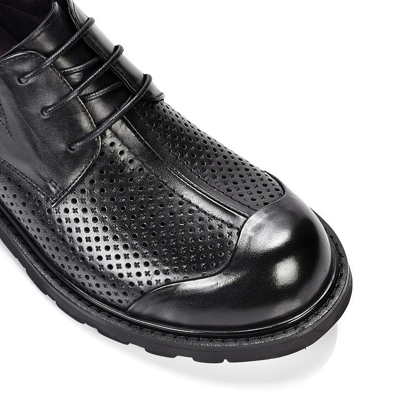 Big Head Shoes Men's Trendy Business Leather Sandals - Breathable, Hollow, Thick Sole, Versatile, Perforated Round Toe