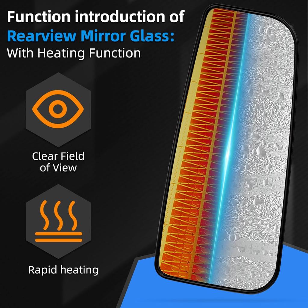 Passenger Side Mirror Replacement For Ford F150 2015-, F250 F350 F450 F550 2017- - Lower Tow Mirror Glass, Right Towing Mirrors Glass With Power