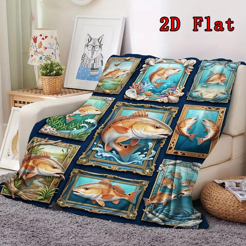 Sea Life Collage 2D Flat Pattern Flannel Blanket, High quality All Seasons, Home Decor, Warmth and Comfort, Perfect for Christmas Gifts.