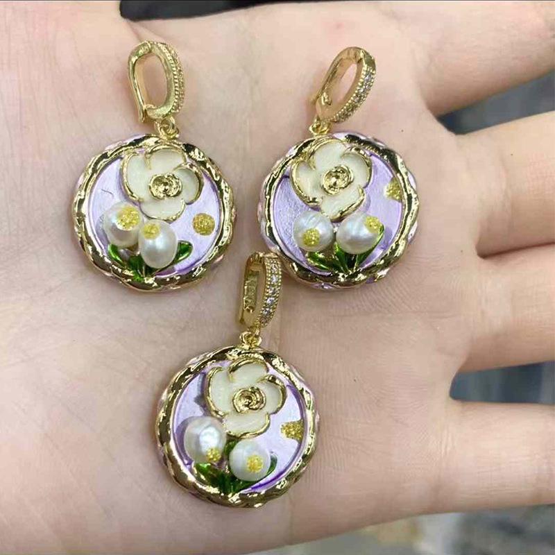 Beliebte Mittelalterliche Ölmalerei Perlenanhänger Halskette – Exquisites Retro DIY Schmuckaccessoire