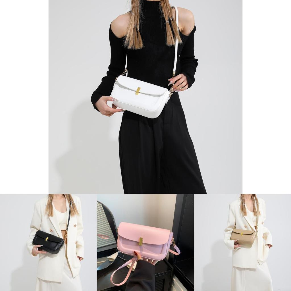 Chic Pu Leather Shoulder Bag Fashionable Chain Stitch Small Square Crossbody