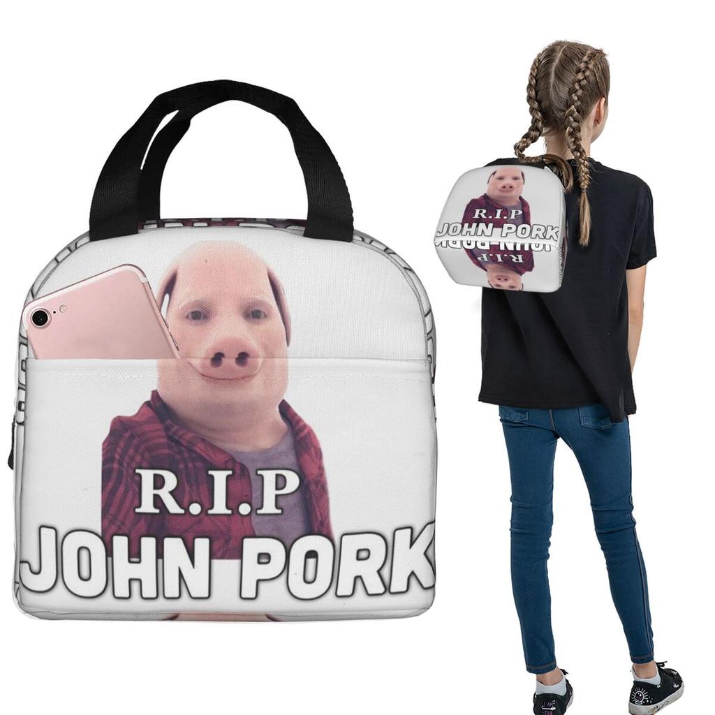 RIP John Pork Insulated Lunch Bag for Women Kids Portable Food Boxes Thermal Lunch Box Tote