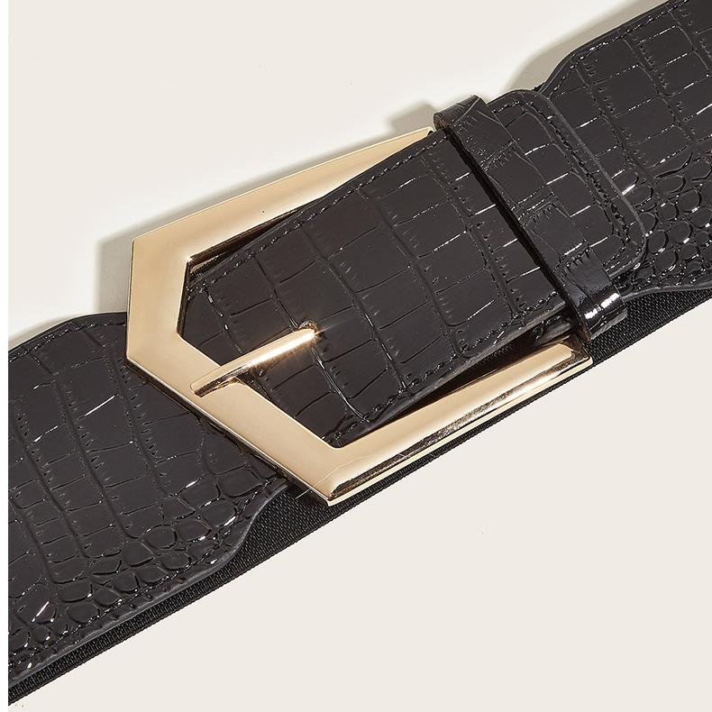 Wind Ladies Wide Belt Retro Elastic Elastic Waist Seal Dress Waist Decoration