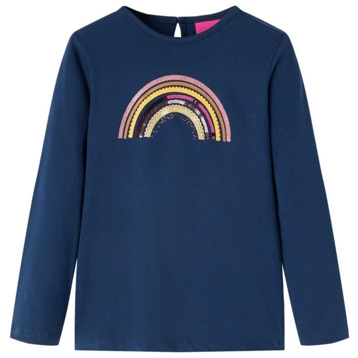 T-shirt enfants à manches longues imprimé arc-en-ciel 2 couleurs et 5 dimensions disponibles