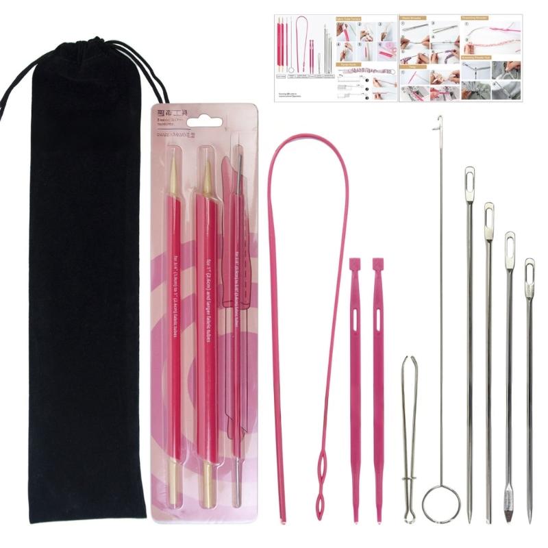 Fabric Turner and Threader Set Multifunctional Drawstring Threader Sewing Threading Aid for Garment Repair Sewing Craft 1