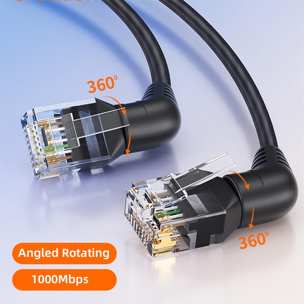 Cablecc 360 Degree Rotating CAT6 UTP Male To Male Rotating Cable with RJ45 8P8C 1000Mbps LAN Ethernet Network 25cm Adapter,