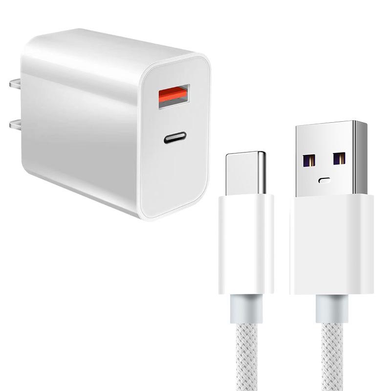 20W Dual-Port PD Fast Charger for Huawei & Apple - Type-C A+C Plug