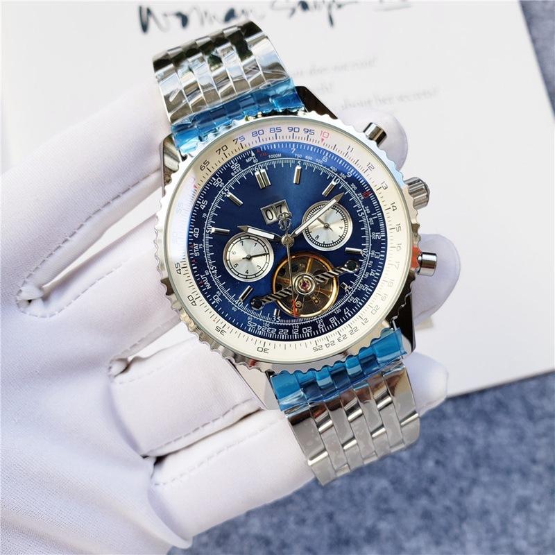 Mens Quartz Watch White Blue Chronograph Date